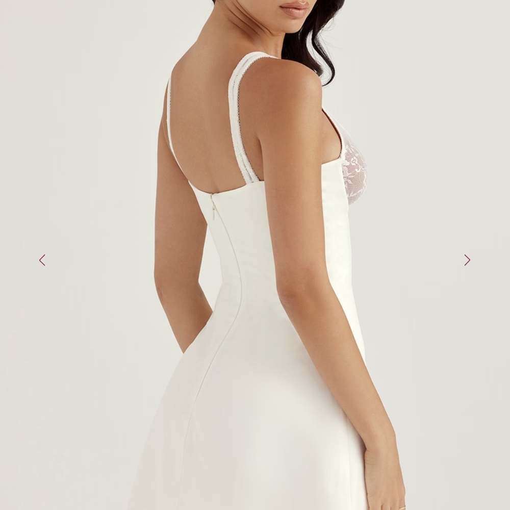 House of CB White Lace Chemise with Silky Finish - Picture 2 of 4